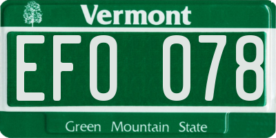 VT license plate EFO078
