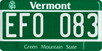 VT license plate EFO083