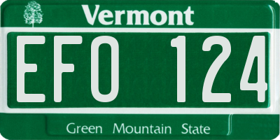 VT license plate EFO124