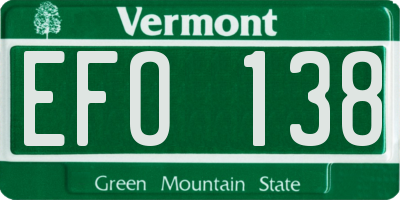 VT license plate EFO138