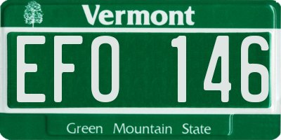VT license plate EFO146