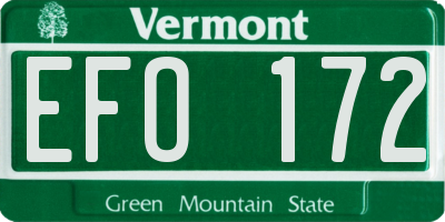 VT license plate EFO172
