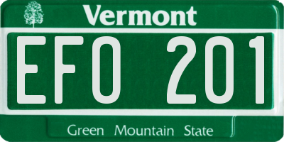 VT license plate EFO201