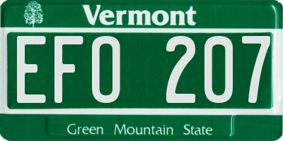 VT license plate EFO207