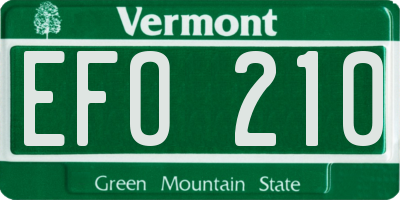 VT license plate EFO210