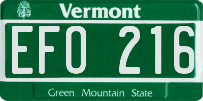 VT license plate EFO216
