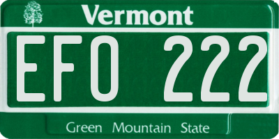 VT license plate EFO222