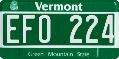 VT license plate EFO224