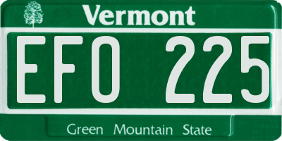 VT license plate EFO225