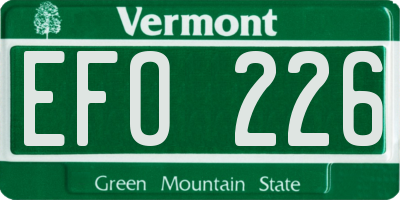 VT license plate EFO226