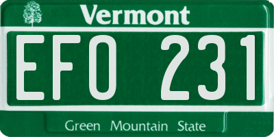 VT license plate EFO231