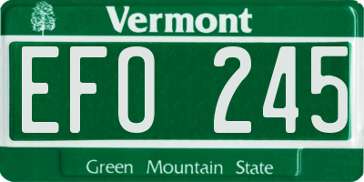 VT license plate EFO245