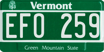 VT license plate EFO259