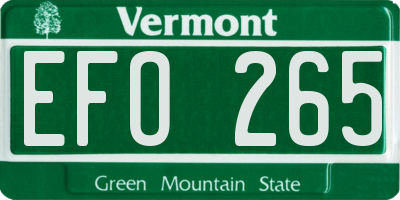 VT license plate EFO265
