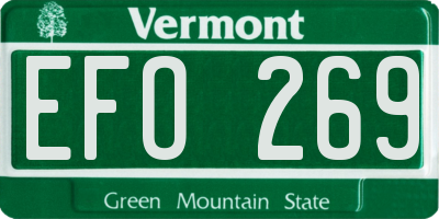 VT license plate EFO269