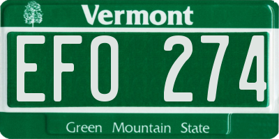 VT license plate EFO274