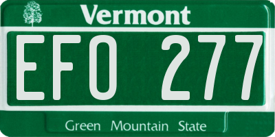 VT license plate EFO277
