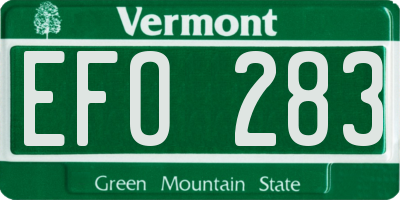 VT license plate EFO283