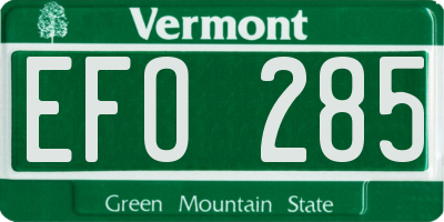 VT license plate EFO285