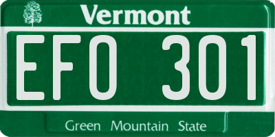 VT license plate EFO301