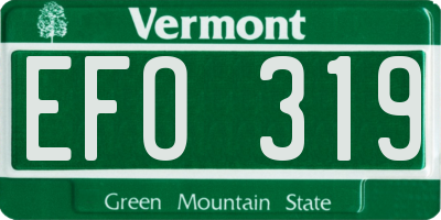 VT license plate EFO319