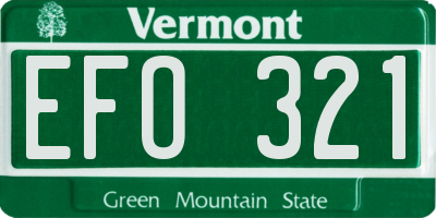 VT license plate EFO321
