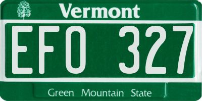 VT license plate EFO327