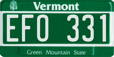 VT license plate EFO331