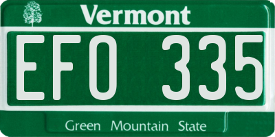 VT license plate EFO335
