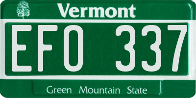 VT license plate EFO337