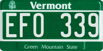 VT license plate EFO339