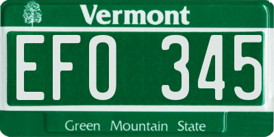 VT license plate EFO345