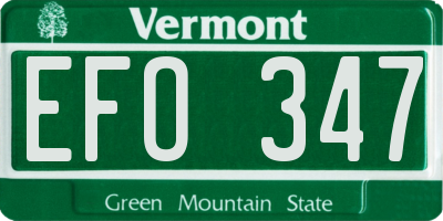 VT license plate EFO347