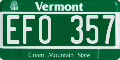 VT license plate EFO357