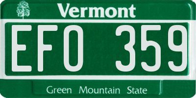 VT license plate EFO359