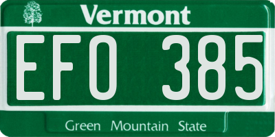 VT license plate EFO385