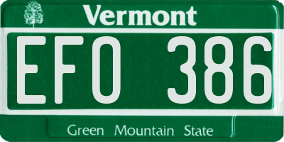 VT license plate EFO386