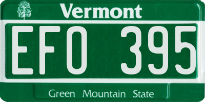 VT license plate EFO395