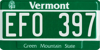 VT license plate EFO397