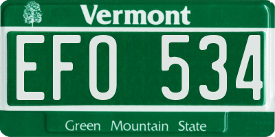 VT license plate EFO534
