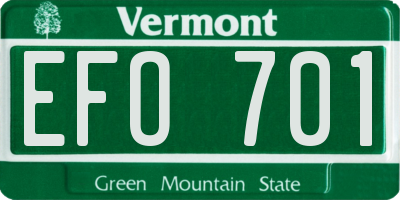 VT license plate EFO701
