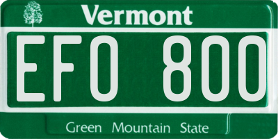 VT license plate EFO800