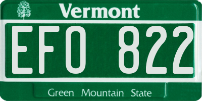 VT license plate EFO822