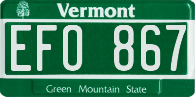 VT license plate EFO867