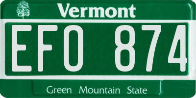 VT license plate EFO874