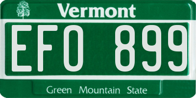 VT license plate EFO899