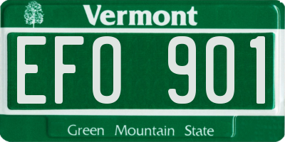VT license plate EFO901