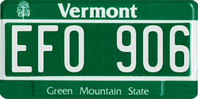 VT license plate EFO906