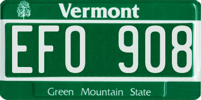 VT license plate EFO908