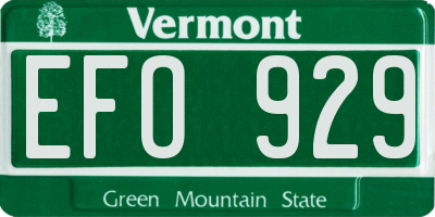 VT license plate EFO929